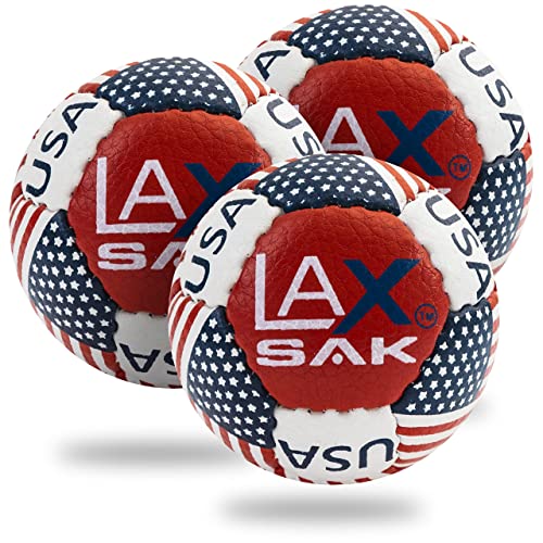 Lax Sak Soft Practice Lacrosse Balls - Same Weight & Size As A Regulation Lacrosse Balls, Great For Indoor & Outdoor Practices, Less Bounce & Minimal Rebounds - American Flag, 3 Pack #TOP6