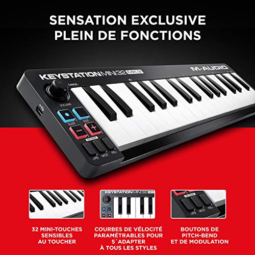 M-Audio Keystation Mini 32 MK3 – Mini Clavier MIDI USB ultra-portable avec 32 mini-touches sensibles à la vélocité et logiciel de procution musicale - Les Beatles, Paul McCartney, John Lennon, RIngo Starr, George Harrison M-Audio Keystation Mini 32 MK3 - Mini Clavier MIDI USB ultra-portable avec 32 mini-touches sensibles à la vélocité et logiciel de procution musicale – Image 3