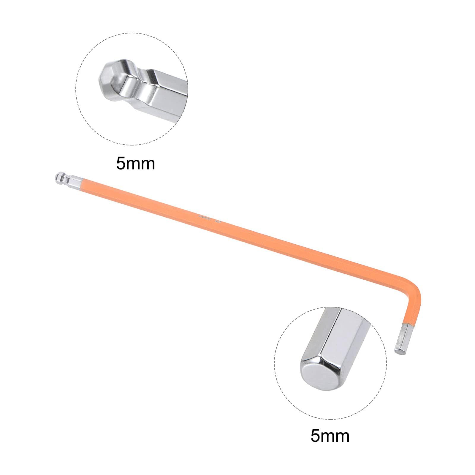 TA-VIGOR 2Pcs 5mm Ball End Hex Key Wrench, Long Arm L-Shaped Allen Wrench Tool for DIY Projects Furniture Assembly - Image 3