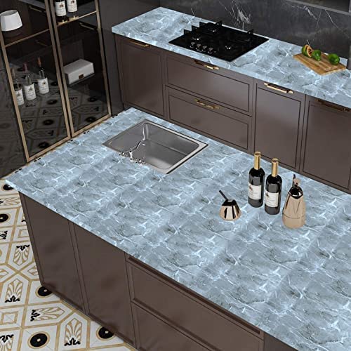 Image of SARVATRAY Self-Adhesive Wallpaper, Kitchen Stickers Oil Proof Heat Resistant, Wall Stickers, Vinyl Sheet, Kitchen Sheet 2 X 6.5 SQ FT (2 M Grey WS)