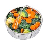 Cesta de Vapor, Cesta de Vapor Inoxidable, Cesta de CoccióN Al Vapor, Redonda Vaporera Multiusos con Dos Asas para Panecillos al Vapor, Maíz, Pescado, Albóndigas, Verduras, Pasteles, Plata