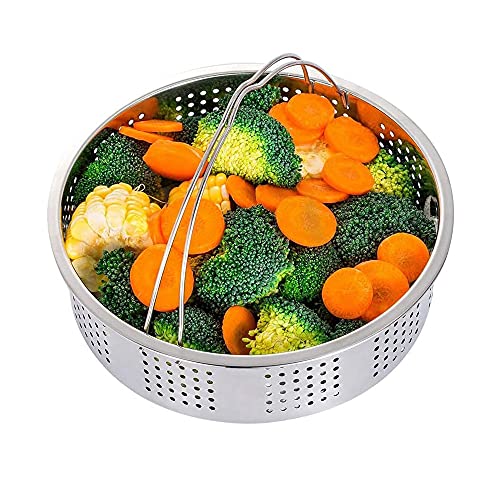 Paniers Cuit Vapeur Acier Inoxydable, Vapeur de Légumes, Panier à Vapeur, Autocuiseur Vapeur avec Poignée pour Petits Pains Cuits à la Vapeur, Maïs, Poisson, Boulettes, Légumes, Argent