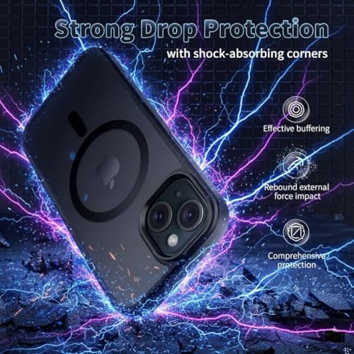 Image of keeshar MagPro case for Apple iPhone 15 v2 MagSafe Compatible Protective Cover with Strong Magnetic Adsorption, Shockproof Armor, Scratch Resistant Polycarbonate Hard Back | Translucent Matte Black
