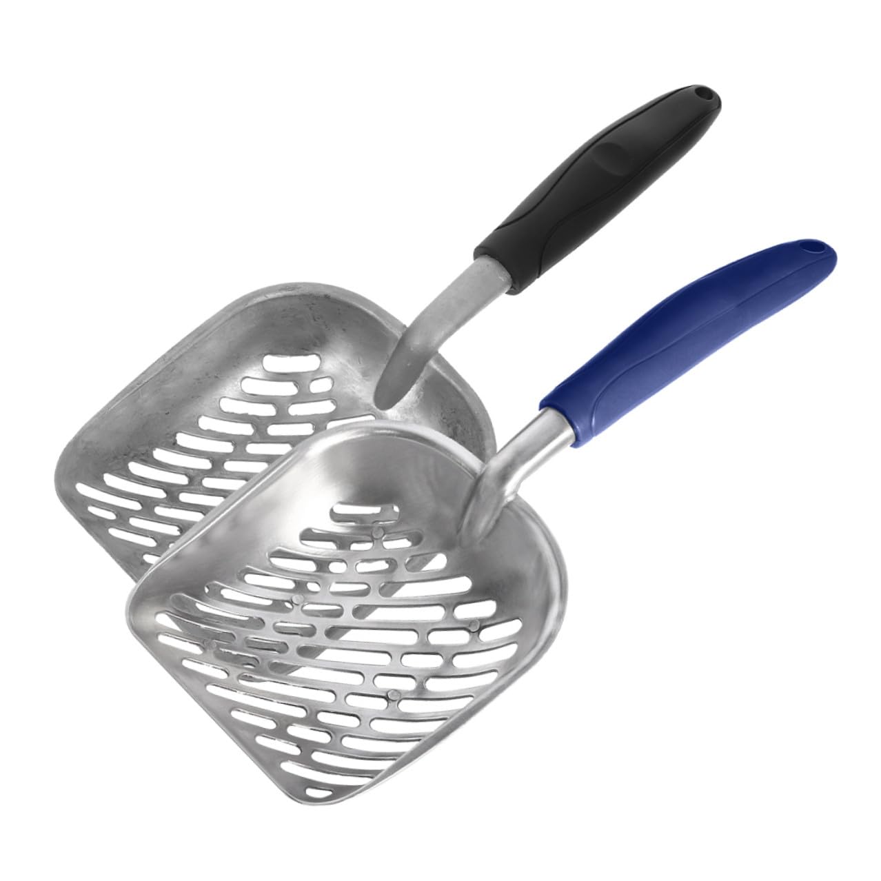 Lurrose 2 Pezzi Paletta per Lettiera Gatti in Alluminio e ABS Setaccio con Fori Larghi per Filtraggio Rapido Manico Ergonomico per Presa Confortevole Resistente e Facile da Pulire per