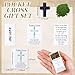 Motipuns 20 Set Pocket Hug Token Gifts Natural Cross Shaped Crystal Stones Cross Worry Stones Pocket Cross Box Easter Gift Baskets Church Favor for Adults Men Women Christians