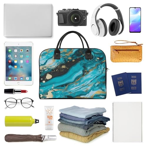 Maletín elegante azul turquesa y dorado para laptop miniatura 5