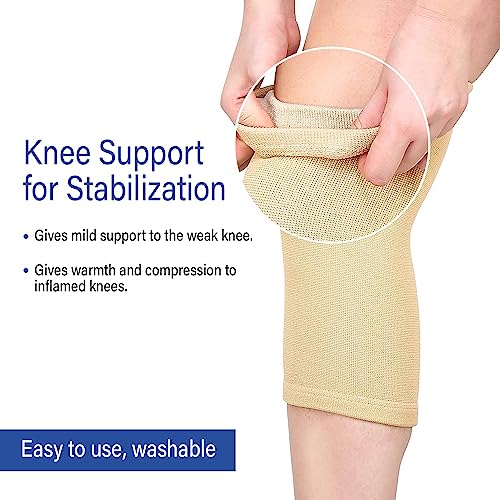 Image of Pain Relief Knee Support Cap For Effective Support Of Knee Joints, Workout, Exercise, Running & Jogging - Beige (L Size) Pair of 1
