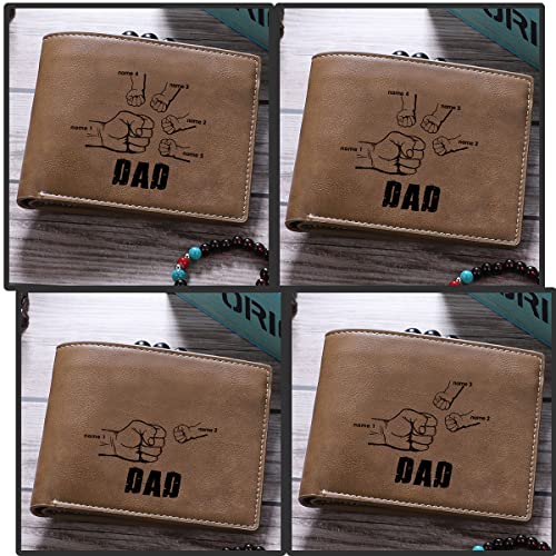 Nobelook Personalized Wallet for men with Fist Bump Custom Engraved 2-5 Names Mens Wallets Photo Bifold Leather Wallet Purse for Dad Father Dad Husband Son BF2