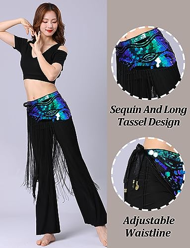 Écharpe de danse du ventre avec frange fine et sequins haute brillance