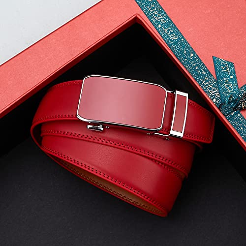 Men's Belt,Men's Real Leather Ratchet Dress Belt with Automatic Buckle,Elegant Gift Box2