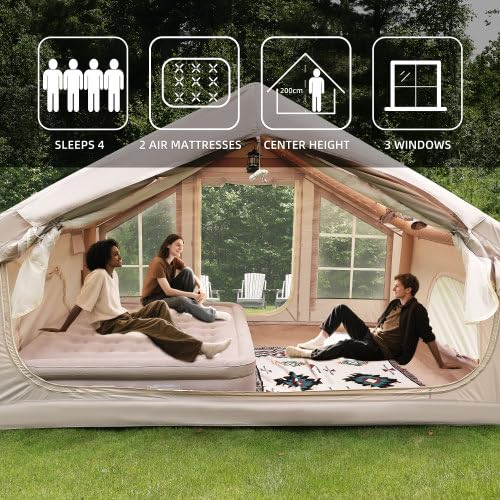 Carpa Inflable para Camping 4-6 Personas con Dosel y Ventanas miniatura 5