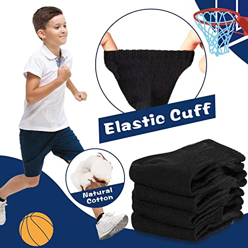 Hanaive Bulk 100 Pair Kids Crew Socks Unisex Stretch Cotton Socks Soft for Childrens Toddlers Youth Homeless Gifts Age 5-103