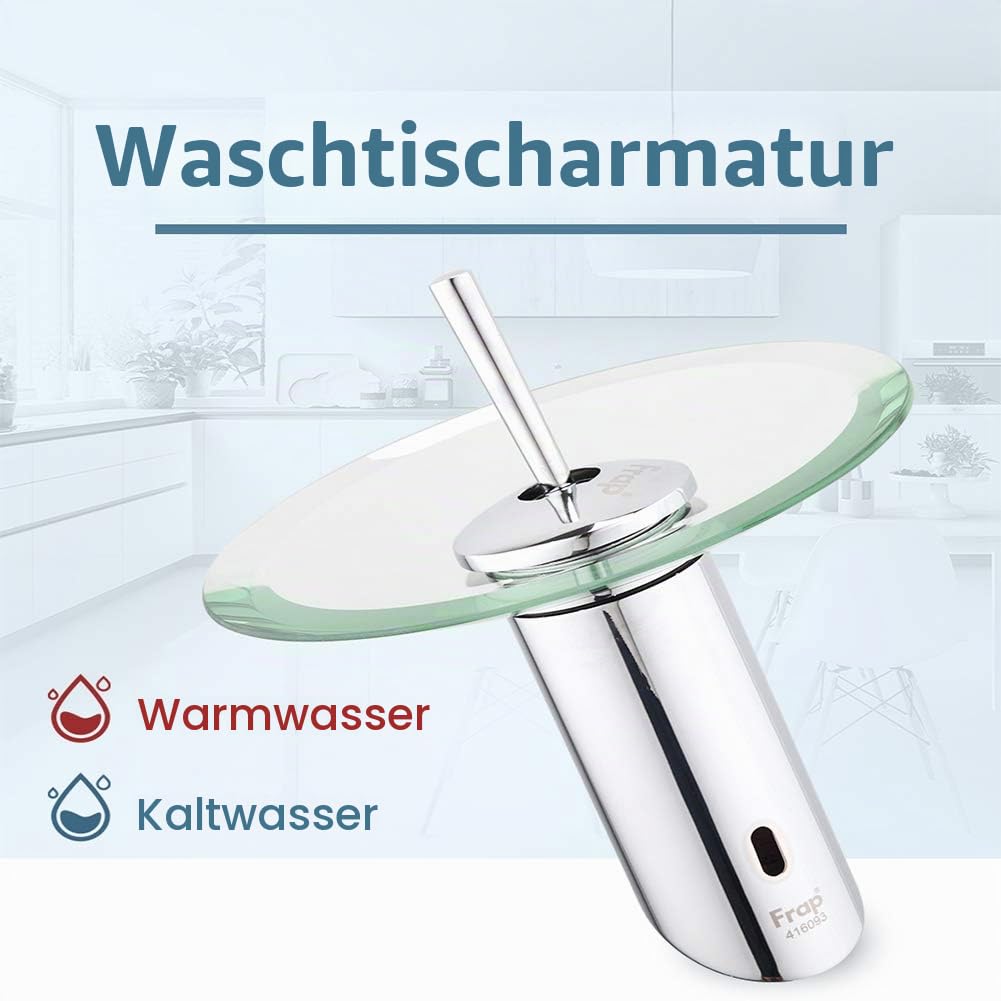 Wasserfall Wasserhahn Bad - Waschtischarmatur, Modern Messing Verchromter Einloch Mischbatterie, Kaltes Und Heißes Wasser Vorhanden, Geeignet Für Badezimmer Und Waschbecken, Einhand-Waschtischbatterie