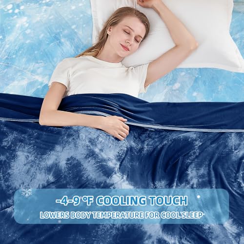 Image of inhand Cooling Blanket Twin (60 inchx80 inch), College Dorm Essentials for Girls Guys, Absorbs Heat to Keep Cool for Summer Nights Sweats, Thin Cold Lightweight College Bedding Twin Size Bed, Navy