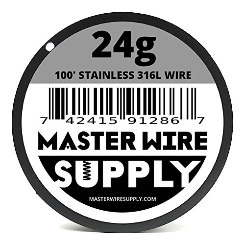 Stainless Steel 316L - 100' - 24 Gauge Wire - 100ft - 0.51mm - 0.02in - Made in USA - Master Wire Supply