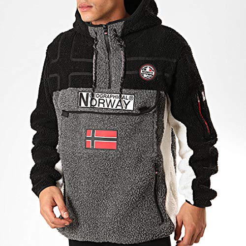 Geographical Norway Herren-Kapuzen-Sweatshirt aus Fleece, Kragen mit Reißverschluss, Modell Riakolo, erhältlich in 4 Farben (S-XXXL)