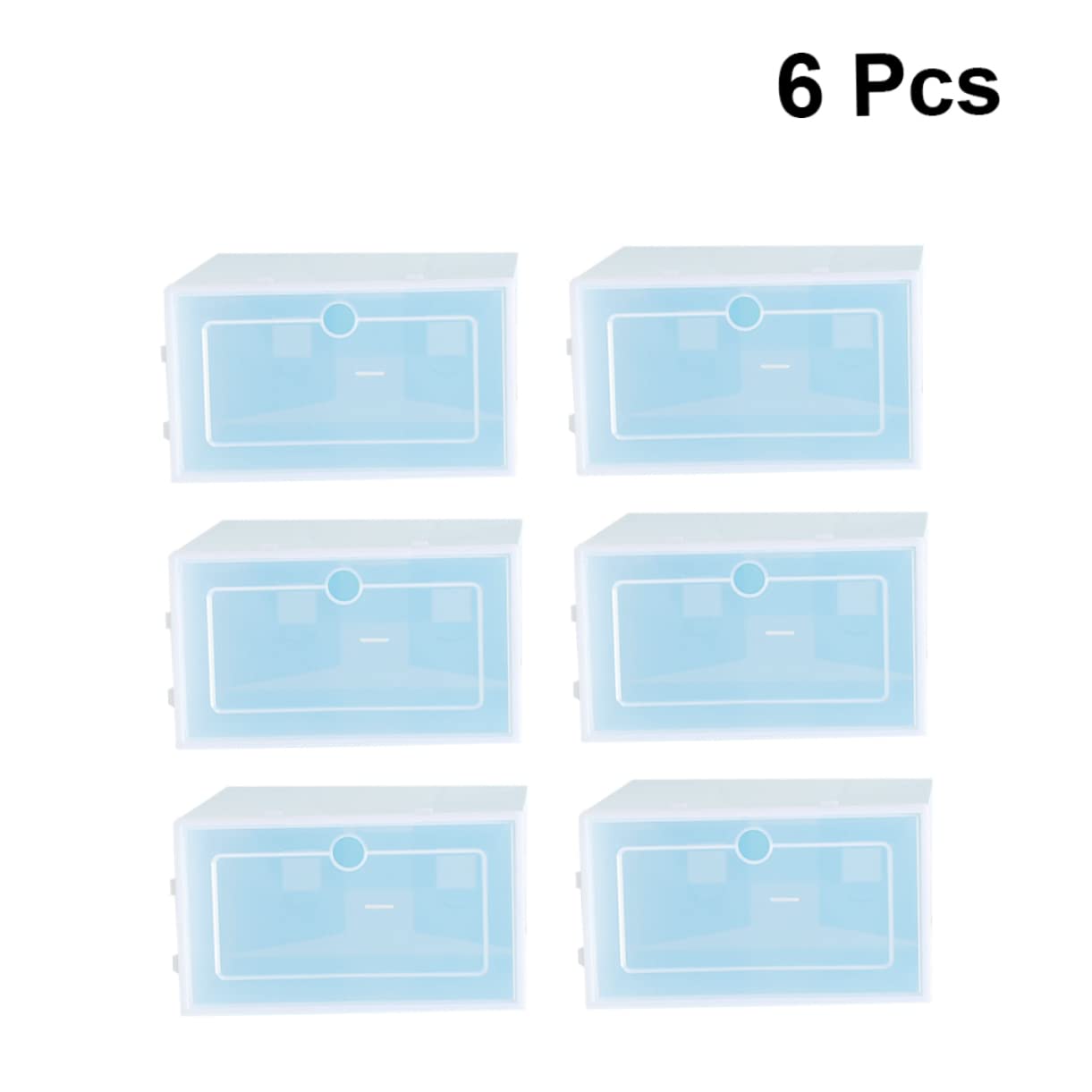 PRETYZOOM Scatola per Scarpe Blu Impilabile Trasparente 6 Pezzi, Pp | Sottile ma Rinforzata, Porta Trasparente, Formato Grande, per Sotto Letto e Scaffale, Confezione da 6