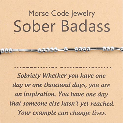 PLITI Sobriety Bracelet - Addiction Recovery Milestone Gift - Morse Code Design - AA Inspired - Sober Badass Style