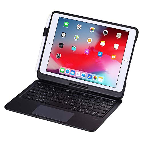INI iPad Keyboard Case for 10.2 2021 9th 2020 8th 2019 7th, iPad Air 10.5 2019, iPad Pro 10.5 2017 - Backlit - 360 Rotatable - Wireless - iPad 9th Generation Clickable Touchpad - iPad Air 3 - Black