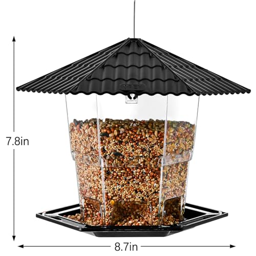 Jealoeur Bird Feeders for Outdoors Hanging Bird Feeder Wild Birds Seed, Black B - Thumbnail 4