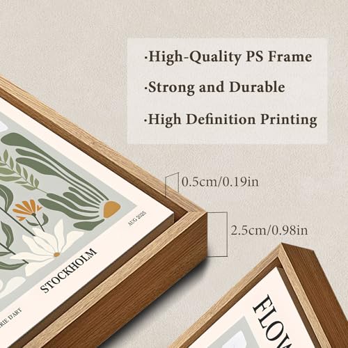 Eliko Framed Canvas Wall Art Abstract Floral Botanical Print Wildflower Flower Market Paintings Boho Modern Minimalist Pictures Decor Bedroom Bathroom Living Room 12"x 16" Natural Framed - image 2