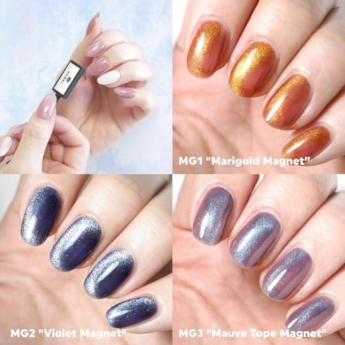 Esmalte en gel cat eye sin HEMA con magneto y brillo holográfico miniatura 2