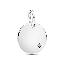 PANDORA Moments 394012C01 – Ciondolo inciso con diamanti coltivati in laboratorio da 0,012 ct in argento Sterling con zirconi, compatibile Moments e ME