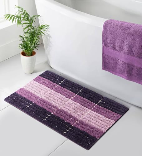 Image of Obsessions Soft & Plush Bath Mat | Quick Dry, Stain & Skid Resistant | Luxuriously Soft, Long Lasting Color | TPR Latex Backing, Size 50x80 cm, Mauve & Plum
