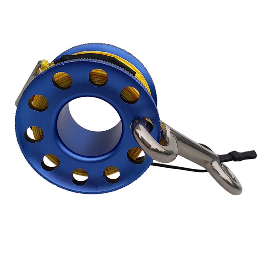 B Baosity Aluminium Spule mit Leine Karabinerhaken Fingerreel Finger Reel zum Tauchen - Blau