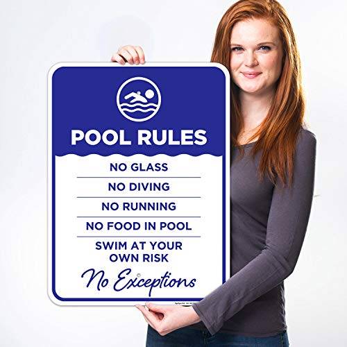Señal piscina Pool Rules en aluminio 18x24 pulg miniatura 2
