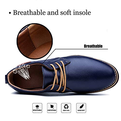 Italian Blue Shoes Men Blue Leather Dress Shoes For Men Men's Dress Shoes Black Brown Genuine Cow Leather Oxfords Business Casual Shoes Size 11 #TOP3
