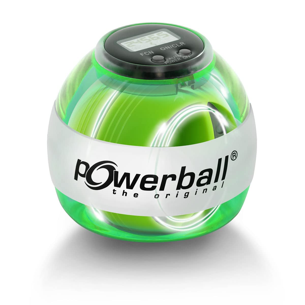 Powerball Max Green, gyroskopischer Handtrainer mit grünem Lichteffekt inkl. Drehzahlmesser, transparent-grün, das Original von Kernpower