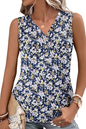 KISSMODA Womens Boho Tops for Summer Sleeveless Tanks Loose Fit Casual Blouse Daily Shirts for Leggings (S-3XL)