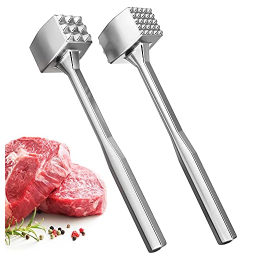 Meat Tenderizer 1 pcs Aluminium Mallet Dual-Sided - Tenderizer Tool Kitchen Pounder - Home Hammer for Tenderizing Ice Steak Stainless Veal & Chicken Safe Beater 1309479
