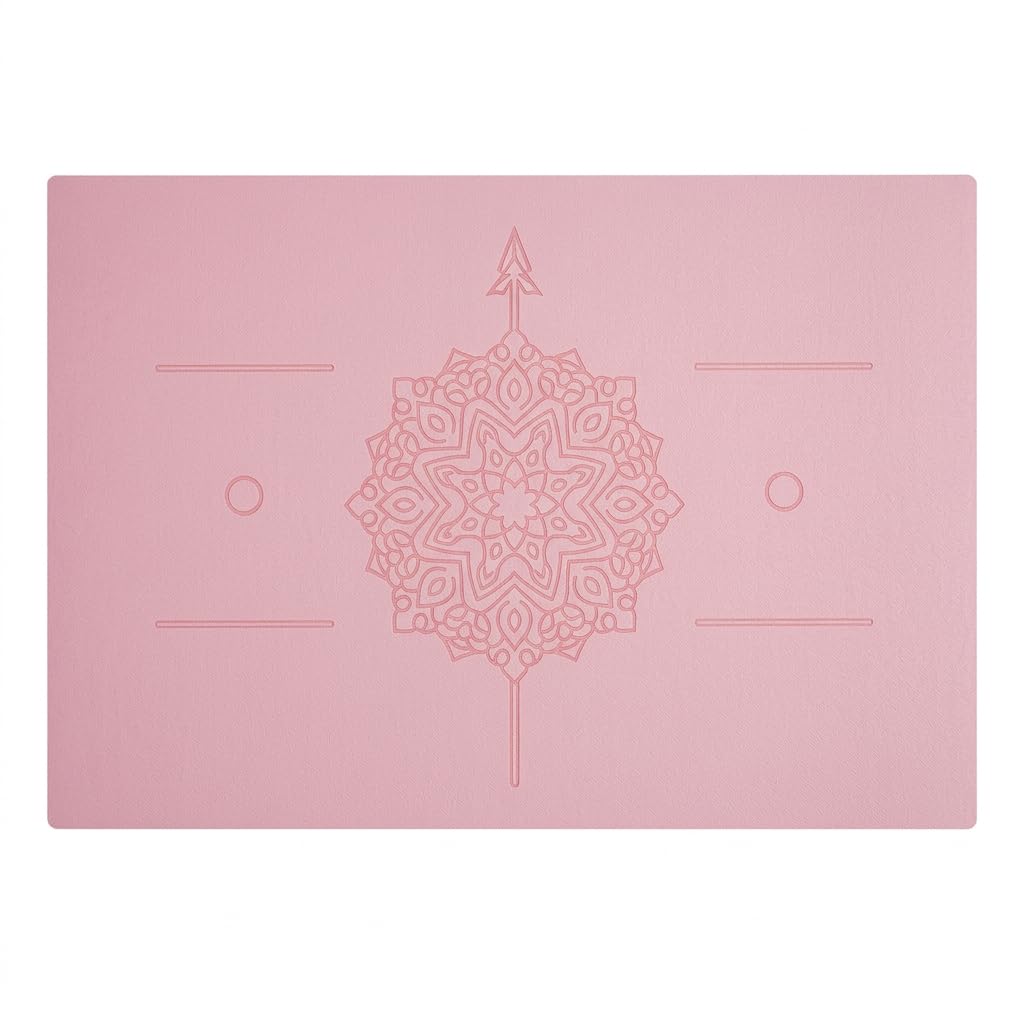 Home Gym Exercise Mat for Fitness, Non-Slip Workout Mat, Pilates Mat with Alignment, Thick Exercise Cushion, TPE Fitness Pad Sakura Pink + Navy Blue-image-46