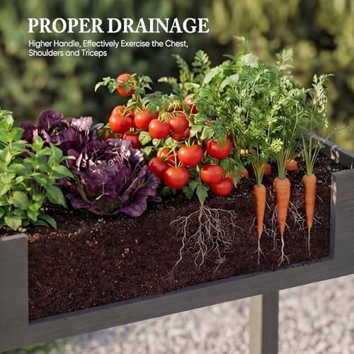 Image of DUMOS Raised Garden Bed 48x24x30 Inch, Outdoor Planter Box with Legs, Elevated Wood Garden Bed with Liner for Herbs Flowers Vegetables, Wooden Planter Box for Patio, Balcony and Backyard, Grey