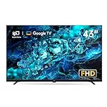 FPD 43 Inch Smart TV, Google TV with Google Cast, Dolby Audio 1080p Full HD Flat Screen LED Television, HDR 10, Voice Remote, Ultra Thin Stream Live TVs for Home Office