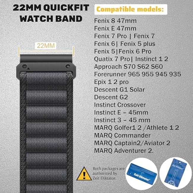 Watch Bands Compatible With Garmin Fenix 7 Pro 6 Pro 5 plus Instinct 1 2 Forerunner 965 955 945 935,22mm Velcro/Alpine loop Nylon Watchband For Garmin S60 S62 Descent G1 Epix Pro For Men