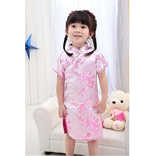 Hooyi Baby Girl Qipao Short Sleeve Dress Chinese Tradition Cheongsam3