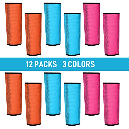 Image of Jexine 12 Fly Boots for Horse Set of 12 Loose Breathable Mesh Horse Fly Sheets Protective Horse Leg Wraps Leggings for Preventing Flies and Mosquitoes Bites (Pink, Blue, Orange)