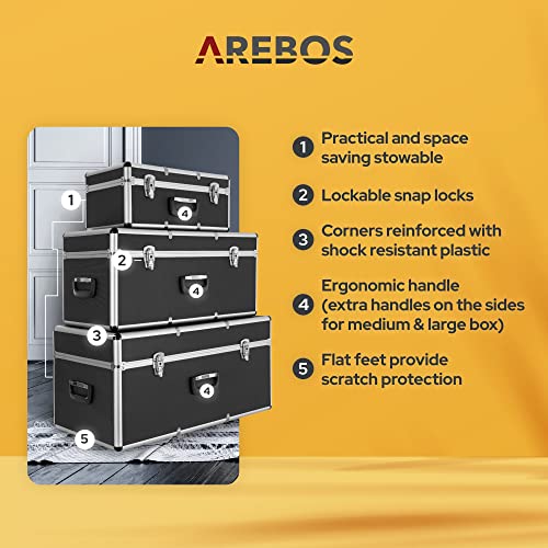 Arebos set van 3 transportkoffers | aluminium | 200 L totaal volume | afsluitbaar | incl. draagriemen | waterdicht | transportkisten | draagbare transportkoffer - Afbeelding 5