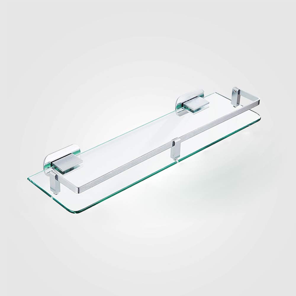 Scaffali da bagno squisiti Scaffali da bagno, Scaffale doccia da bagno temperato senza punzonatura ad angolo doccia, Scaffale per cosmetici in ottone, Scaffale frontale a specchio Bagno in vetro di 6
