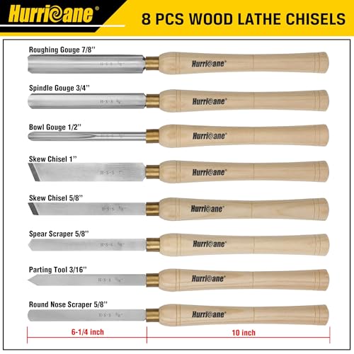 HURRICANE 8pc Wood Lathe Chisel Set Wood Turning Tools Wood Lathe Tools HSS Turning Tools for Woodworking with Wooden Box - Perfect Tools for Precision Cutting and Smooth, Detailed Projects - Image 5