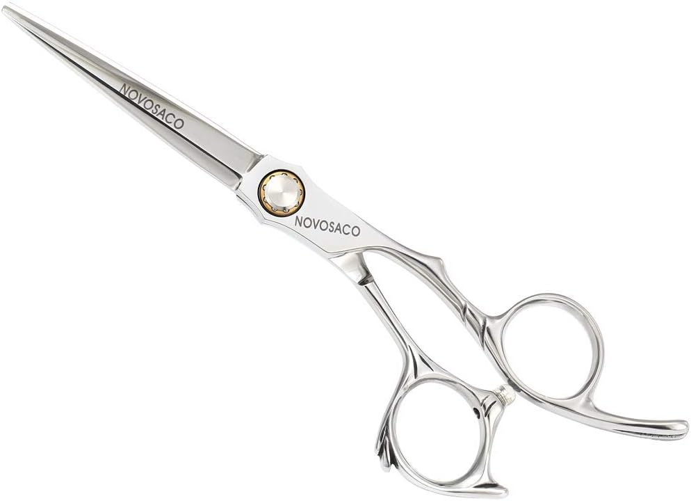 NOVOSACO 6.0-inch Hair Scissors, Professional Hairdressing Hair Cutting Shear and Hair Thinning/Texturizing Scissors for Stylists, Barbers, Salon or Home Use (01-Cutting Scissors, Silver)