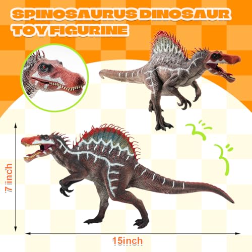 Image of PATPAT 14.5 inch Spinosaurus Toy, Realistic Spinosaurus Action Figure with Action Jaw, Collectible Jurassic Dinosaur Toy for Kids Gift, Educational Play & Home Decoration, 37x18x10cm