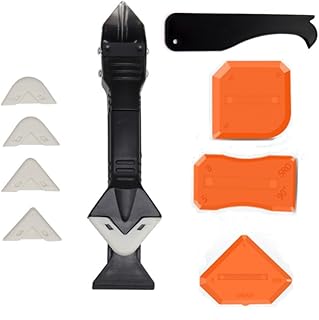 Jindizi Silicone Caulking Tool, Caulk Remover Tool, Grout Removal Tool, Caulk Remover, 3 in 1 Silicone Caulking Tool Kit with 6 Exchange Silicone Pads for Kitchen Bathroom Window