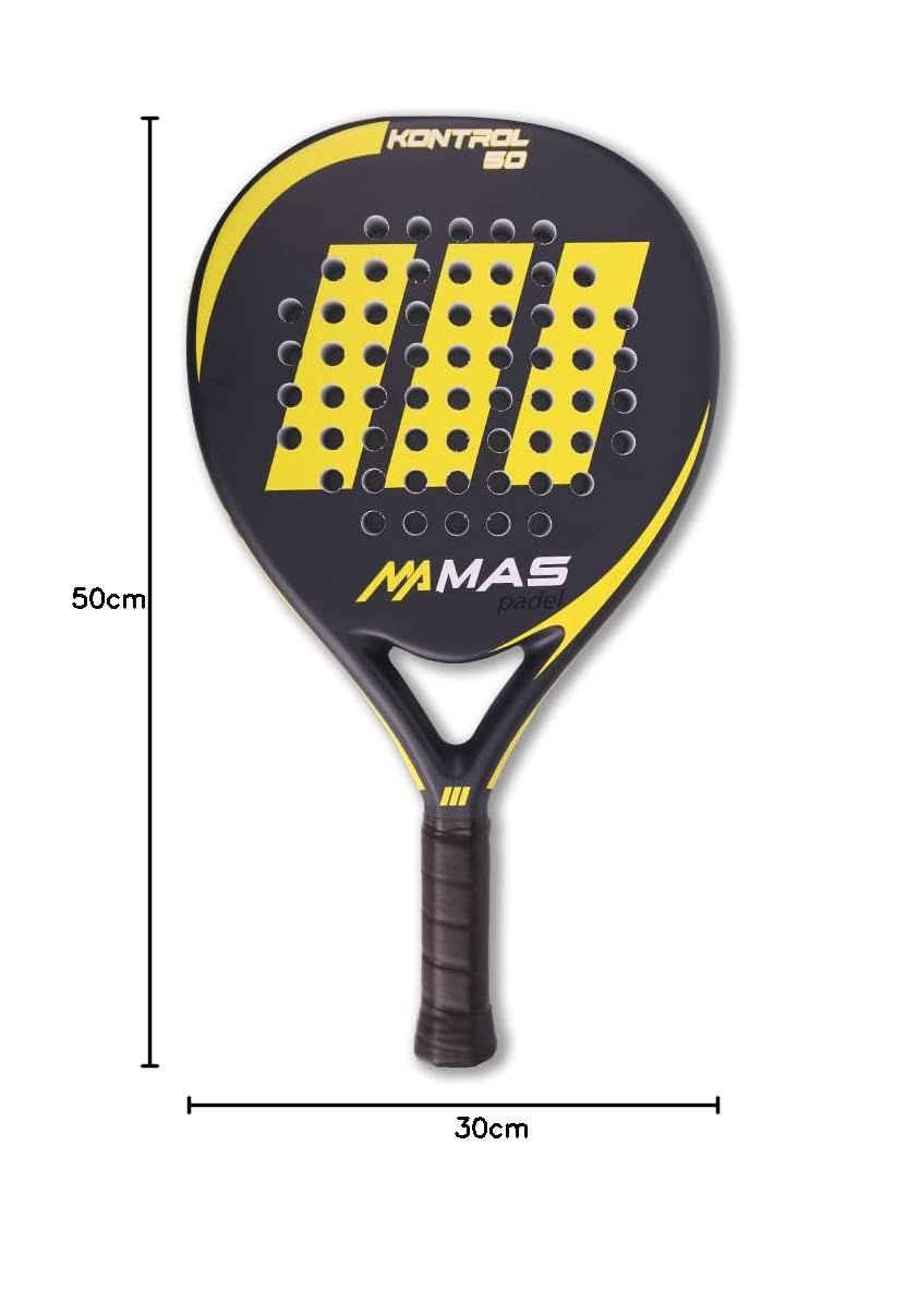 KONTROL 50, Racchetta da Padel, Giallo/Ardesia, Rivestimento 50% in Fibra di Carbonio, Custodia Inclusa
