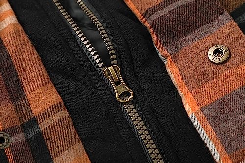 Image of ZENTHACE Men's Quilted Lined Hooded Plaid Jacket,Zipper & Snap Closure