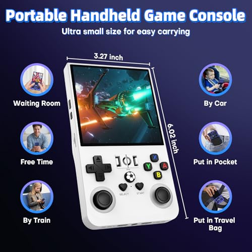 Image of R36Max Retro Handheld Game Console, Portable Mini Retro Handheld Game Console, 4.0 Inch IPS Video Gaming Console with 64GB TF Card Retro Games, 4000mAh Battery, White