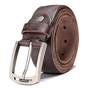 Hzhy Men’s Leather Belt,100% Full Grain Leather with Anti-Scratch Pin Buckle,Great for Jeans,Casual,Cowboy & Work Wear